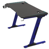 EKKIO RGB Gaming Desk Z Shape Blue 140cm - Close-Up Angle