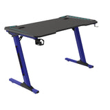 EKKIO RGB Gaming Desk Z Shape Blue 140cm - Low Angle