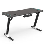 EKKIO RGB Gaming Desk Z Shape Black 140cm - Front View
