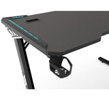 EKKIO RGB Gaming Desk Z Shape Black 140cm - Top-Down View