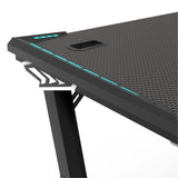EKKIO RGB Gaming Desk Z Shape Black 140cm - Rear View