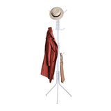 EKKIO 12 Hook Metal Coat Rack Stand with 3-Tier Hat Hanger (White) - Top-Down View