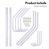 EKKIO 12 Hook Metal Coat Rack Stand with 3-Tier Hat Hanger (White) - Low Angle
