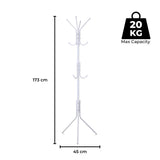 EKKIO 12 Hook Metal Coat Rack Stand with 3-Tier Hat Hanger (White) - Extra Image