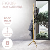 EKKIO 8 Hook Wood Coat Rack Stand (Wooden) - Front View