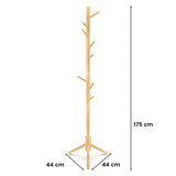 EKKIO 8 Hook Wood Coat Rack Stand (Wooden) - 45-Degree Angle