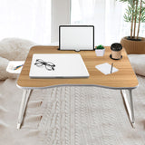 EKKIO Extra Large Multifunctional Portable Bed Tray Laptop Desk (White Oak) - Front View