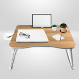 EKKIO Extra Large Multifunctional Portable Bed Tray Laptop Desk (White Oak) - Side View