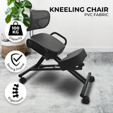 EKKIO Adjustable Ergonomic Office Kneeling Chair with Backrest (Black) - Front View
