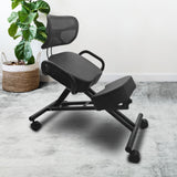 EKKIO Adjustable Ergonomic Office Kneeling Chair with Backrest (Black) - Side View