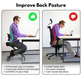 EKKIO Adjustable Ergonomic Office Kneeling Chair with Backrest (Black) - Top-Down View