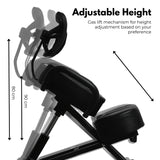 EKKIO Adjustable Ergonomic Office Kneeling Chair with Backrest (Black) - Rear View