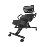 EKKIO Adjustable Ergonomic Office Kneeling Chair with Backrest (Black) - Extra Image
