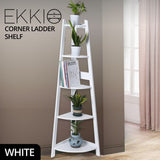 EKKIO 5 Tier Corner Ladder Shelf (White) - Side View