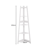EKKIO 5 Tier Corner Ladder Shelf (White) - 45-Degree Angle
