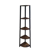 EKKIO 5 Tier Corner Ladder Shelf (Dark Brown) - Front View