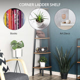 EKKIO 5 Tier Corner Ladder Shelf (Dark Brown) - Top-Down View