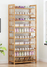 Ekkio 10-Tiers Bamboo Shoe Rack - 45-Degree Angle