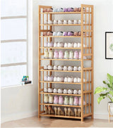 Ekkio 10-Tiers Bamboo Shoe Rack - Rear View