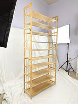 Ekkio 10-Tiers Bamboo Shoe Rack - Close-Up Angle