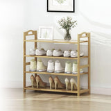 EKKIO 4 Tier Bamboo Shoe Rack Storage Organizer Stand Shelves - Front View