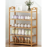 EKKIO 5 Tier Bamboo Shoe Rack Storage Organizer Stand Shelves - Side View