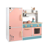 EKKIO Kids Wooden Kitchen Playset with Refrigerator and Accessories - Front View