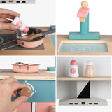 EKKIO Kids Wooden Kitchen Playset with Refrigerator and Accessories - Side View