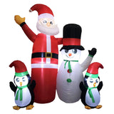 Festiss 1.8m Inflatable Christmas Scene with Santa, Snowman, and Penguin - LED Decor