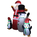 Festiss 1.8m Inflatable Christmas Scene with Santa, Snowman, and Penguin - LED Decor - Side View
