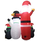 Festiss 1.8m Inflatable Christmas Scene with Santa, Snowman, and Penguin - LED Decor - Top-Down View