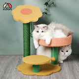 Floofi 75cm Sunflower Plush Scratching Post Cat Tree - 45-Degree Angle
