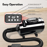 FLOOFI Professional Pet Grooming Hair Dryer with LCD Display (Black) - Top-Down View