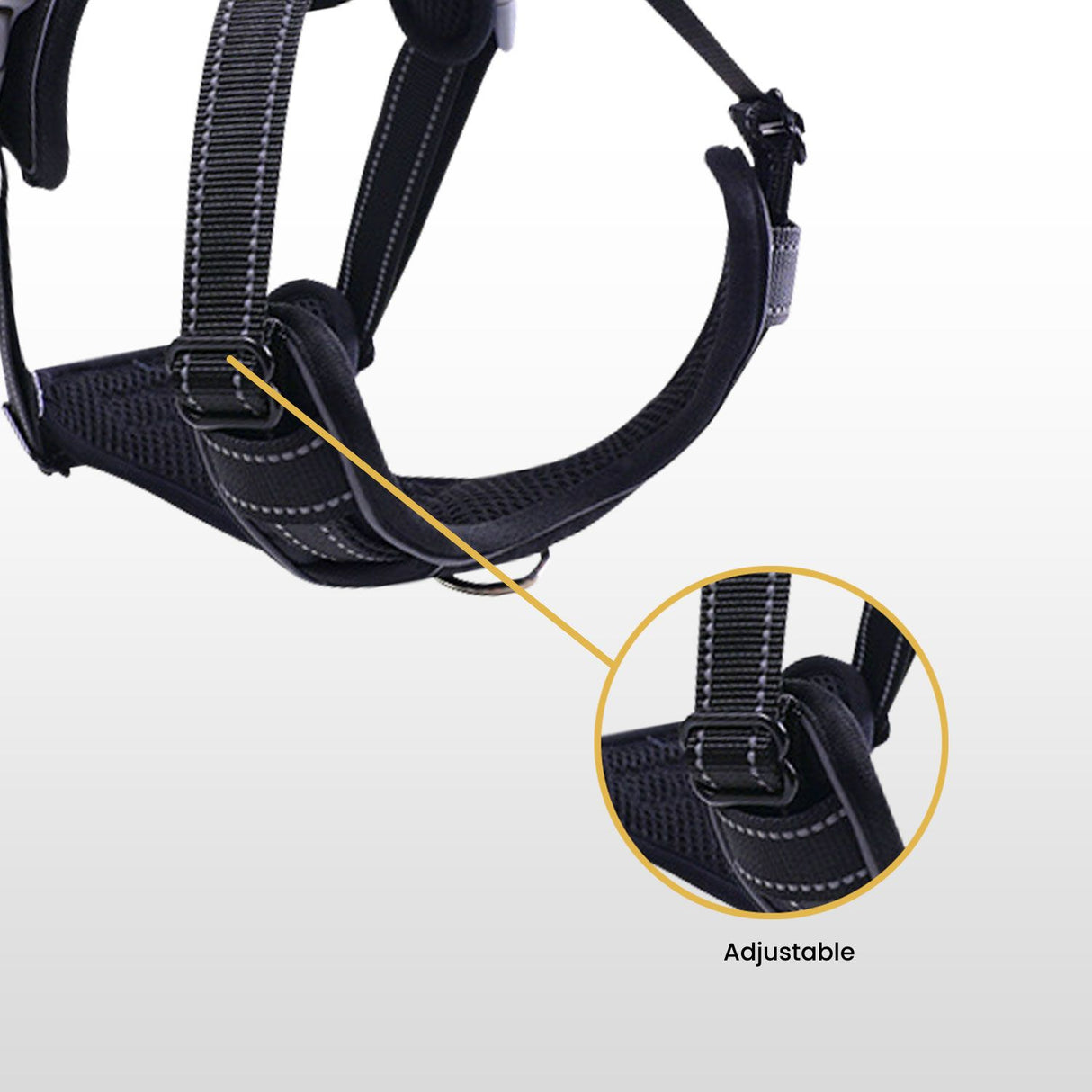 FLOOFI Adjustable Dog Harness Vest for XXL Dogs (Black)