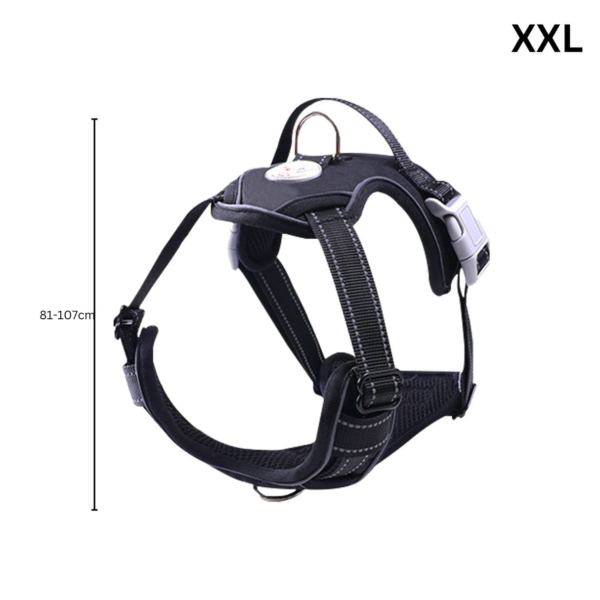 FLOOFI Adjustable Dog Harness Vest for XXL Dogs (Black)
