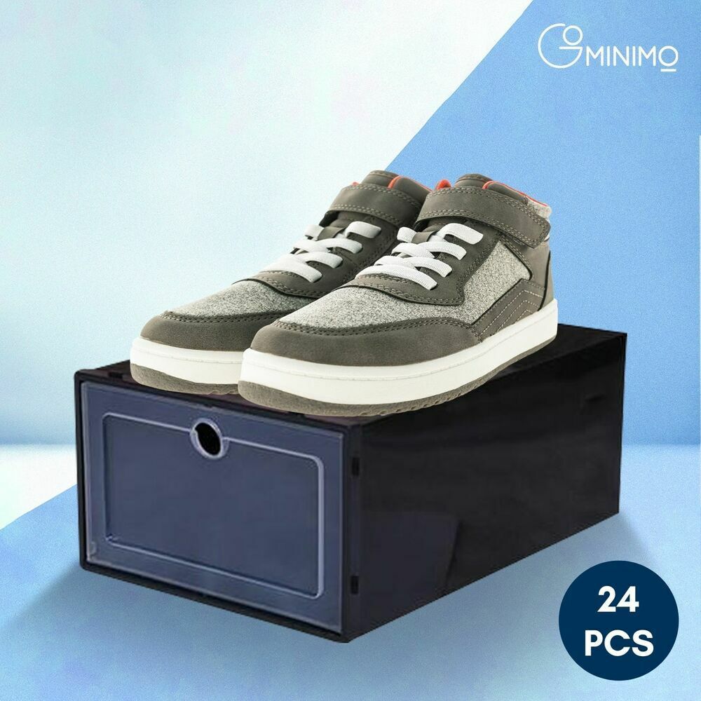 GOMINIMO Plastic Shoe Box 24 PCS Black