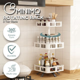 GOMINIMO 3 Tier Rotating Spice Rack Square Shape (White) - Front View