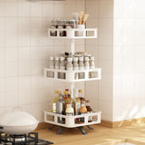 GOMINIMO 3 Tier Rotating Spice Rack Square Shape (White) - Side View