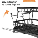 Gominimo 2 Tier Dish Drying Rack with Drain Board and Drip Tray Kitchen Counter - Front View