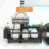 Gominimo 2 Tier Dish Drying Rack with Drain Board and Drip Tray Kitchen Counter - Top-Down View