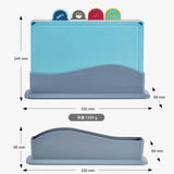 GOMINIMO Color-Coded Chopping Board Set with Index Tabs and Stylish Dark Grey Stand - 45-Degree Angle