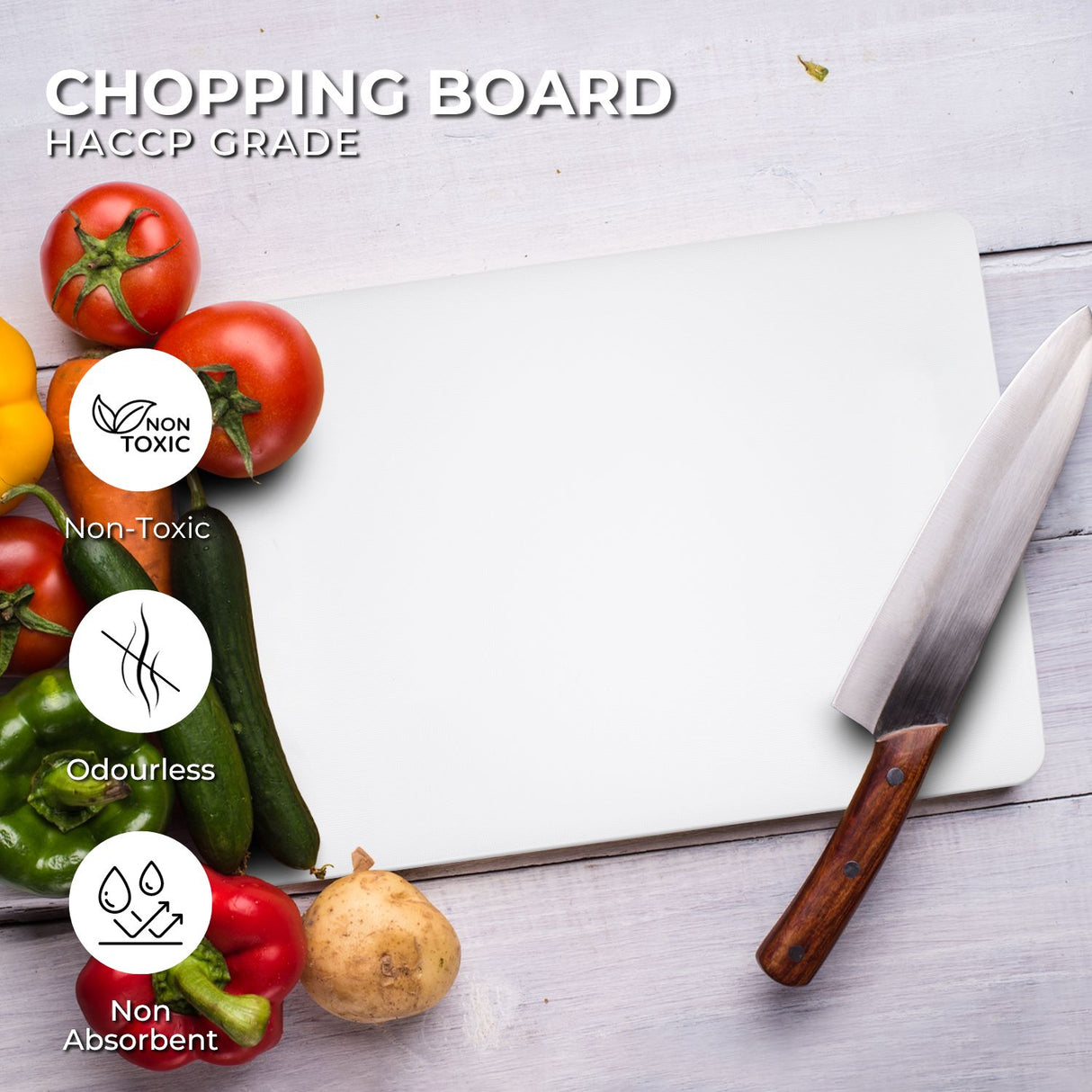 GOMINIMO Premium White PE Chopping Board (450 x 610 x 13mm)