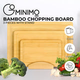 GOMINIMO 3 Pieces Bamboo Chopping Board with Stand (3 sizes) - Front View