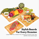 GOMINIMO 3 Pieces Bamboo Chopping Board with Stand (3 sizes) - Top-Down View