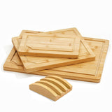 GOMINIMO 3 Pieces Bamboo Chopping Board with Stand (3 sizes) - Low Angle