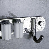 GOMINIMO Stainless Steel Broom Mop Holder Wall Mount with 3 Racks 4 Hooks (Grey) - Top-Down View