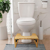 GOMINIMO Foldable Bamboo Toilet Step Stool with Non-Slip Base - Front View