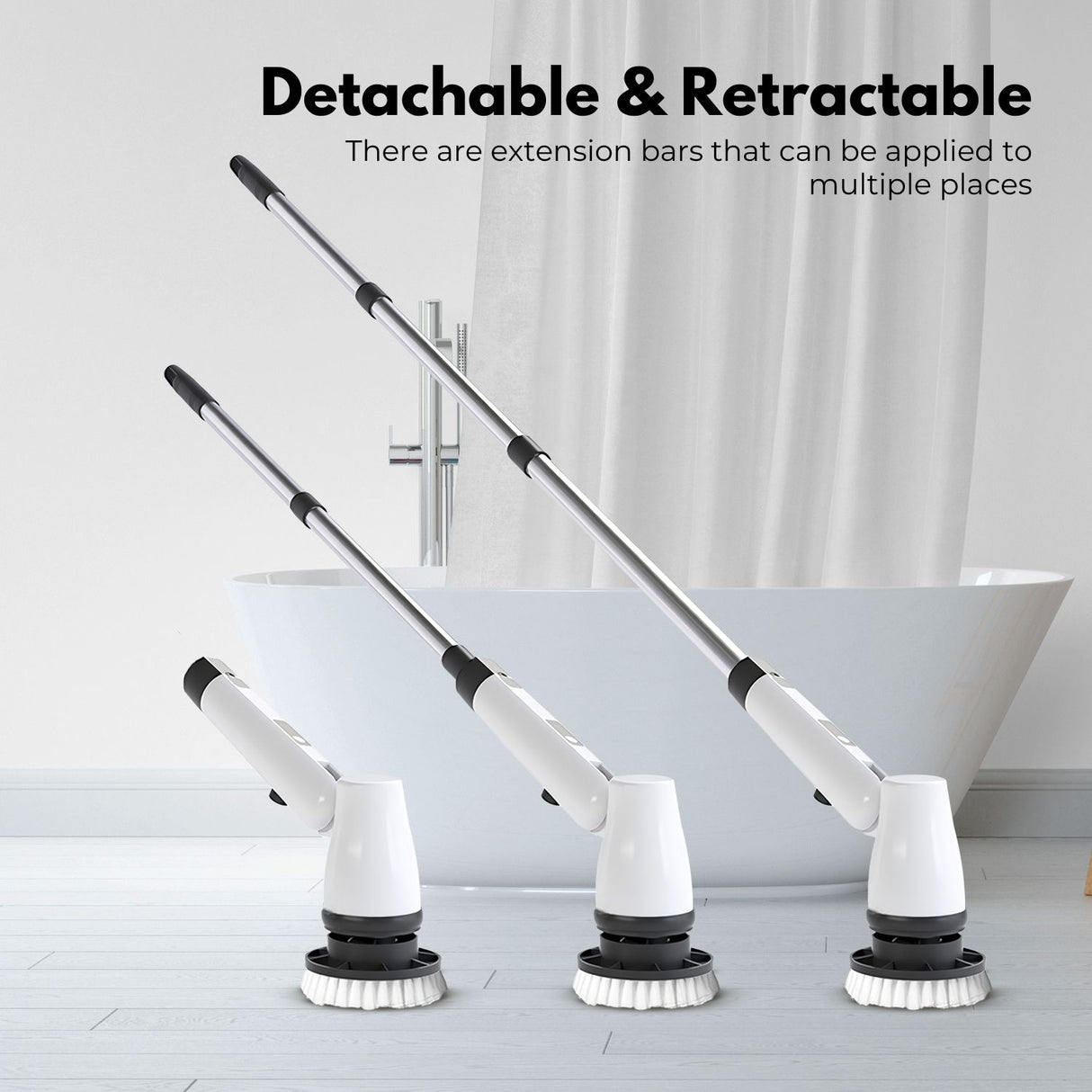 GOMINIMO Wireless Electric Scrubbing Tool with 7 Interchangeable Brush Attachments (White)