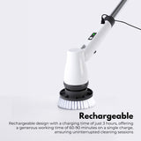 GOMINIMO Wireless Electric Scrubbing Tool with 7 Interchangeable Brush Attachments (White) - Close-Up Angle