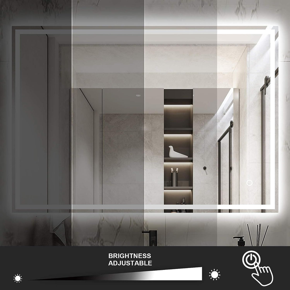 Gominimo Bluetooth LED Bathroom Mirror 800mm Rectangular with Anti-Fog Function